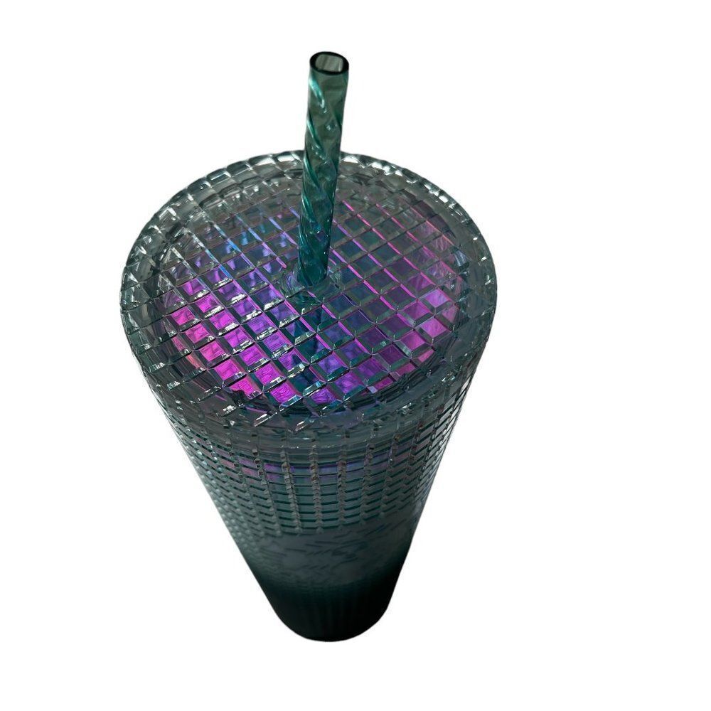 Starbucks 24-Ounce Jade Green Gradient Grid Cup - Picture 2 of 3